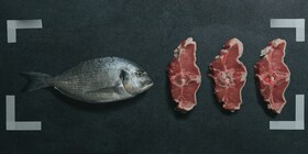 Dažādu veidu zivis un gaļa