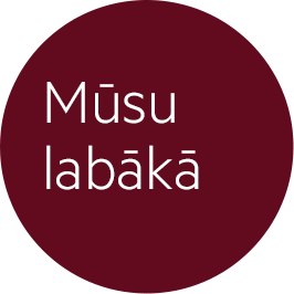 Bordo krāsas aplis, kurā ir ierakstīts "Mūsu labākā"